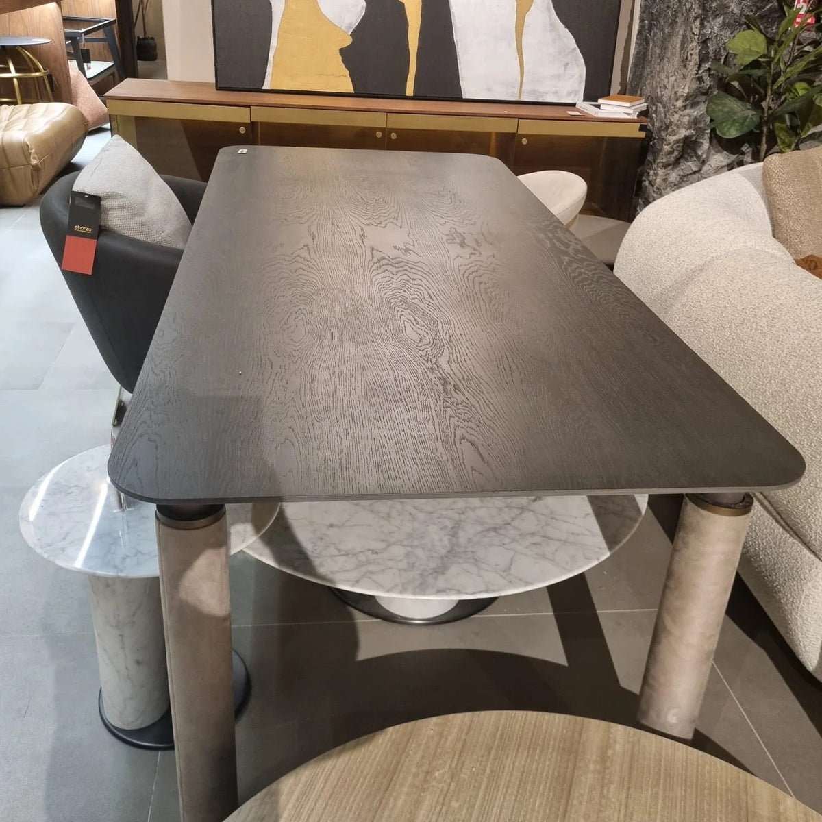 Ecole Living LİYA dining table display item with sleek wood finish and modern design, showcasing the elegant dining room furniture.