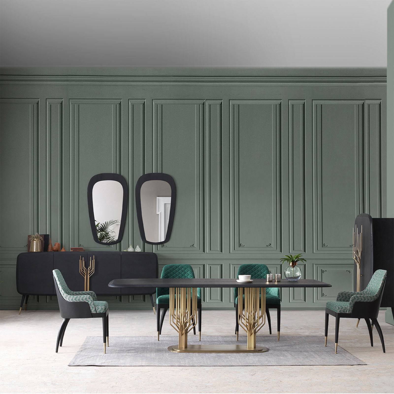 Display image of LODA Furniture Bug-240 dining table, showcasing its wooden surface and modern design for display purposes.