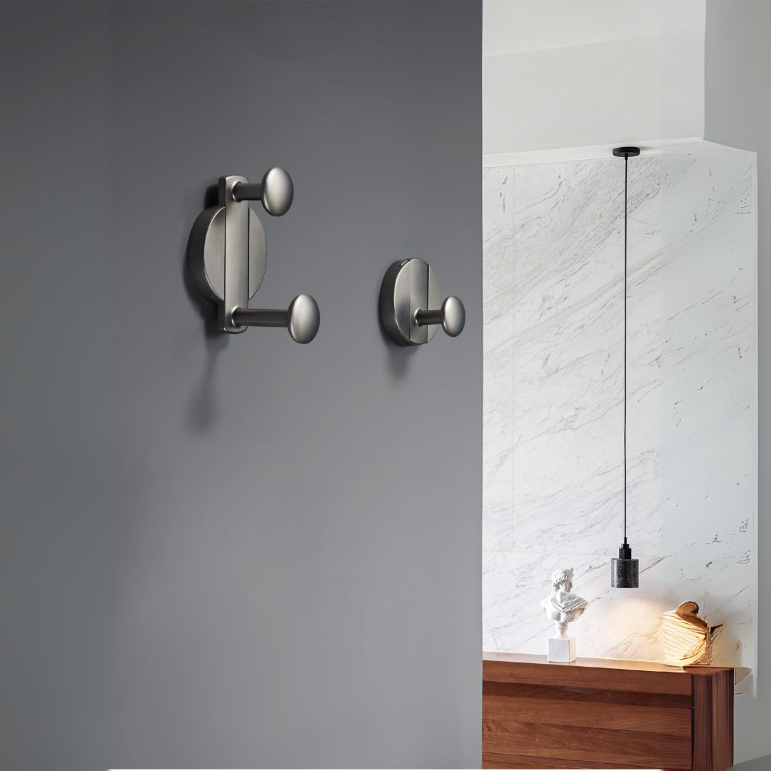 Double Hanger 7650-Double by BEACON (KARDG), shown in a close-up image, featuring two sturdy metal hooks for versatile clothing storage.