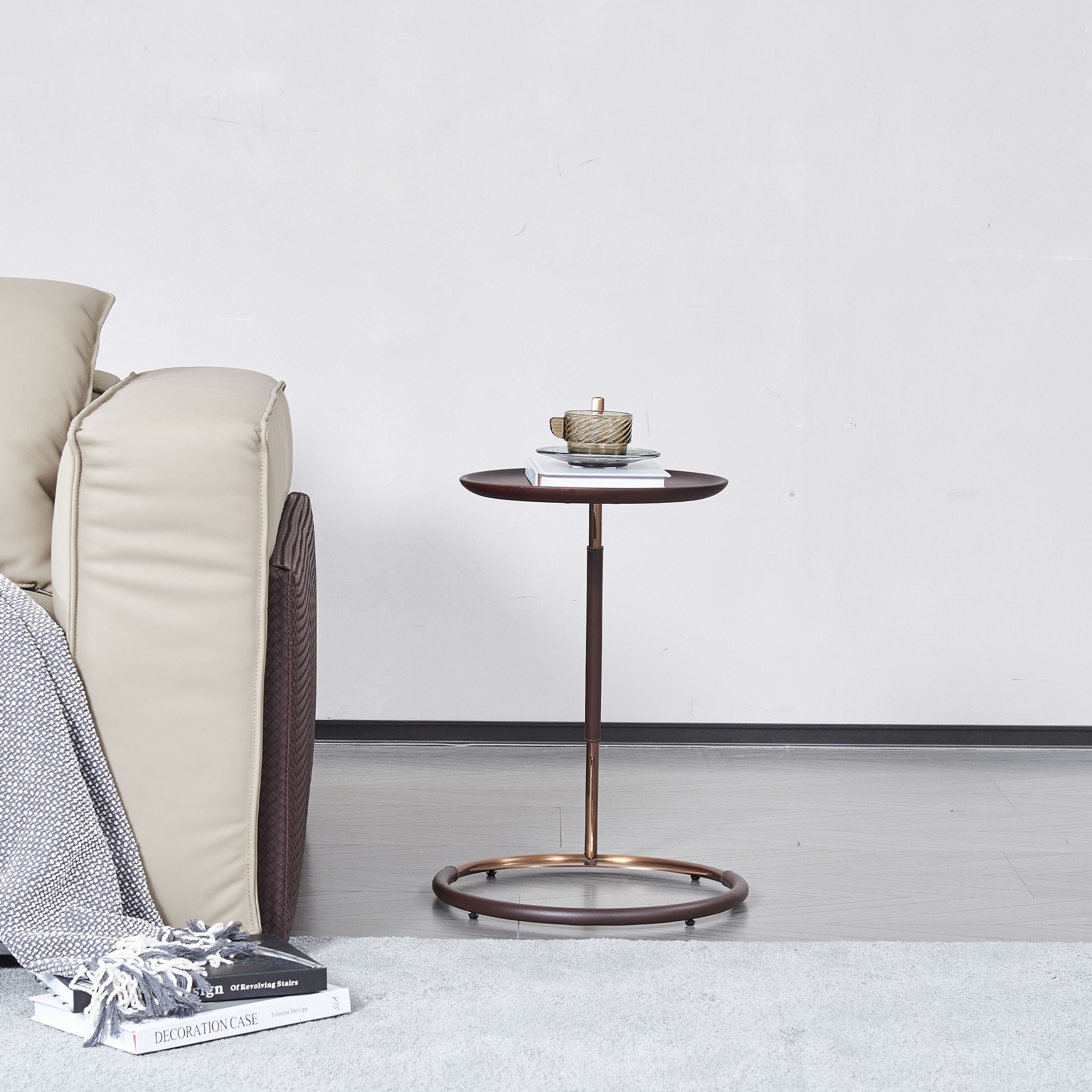 Modern BEACON Dwell Side Table MLL-D130 with a sleek design, featuring a wooden top and metal legs.