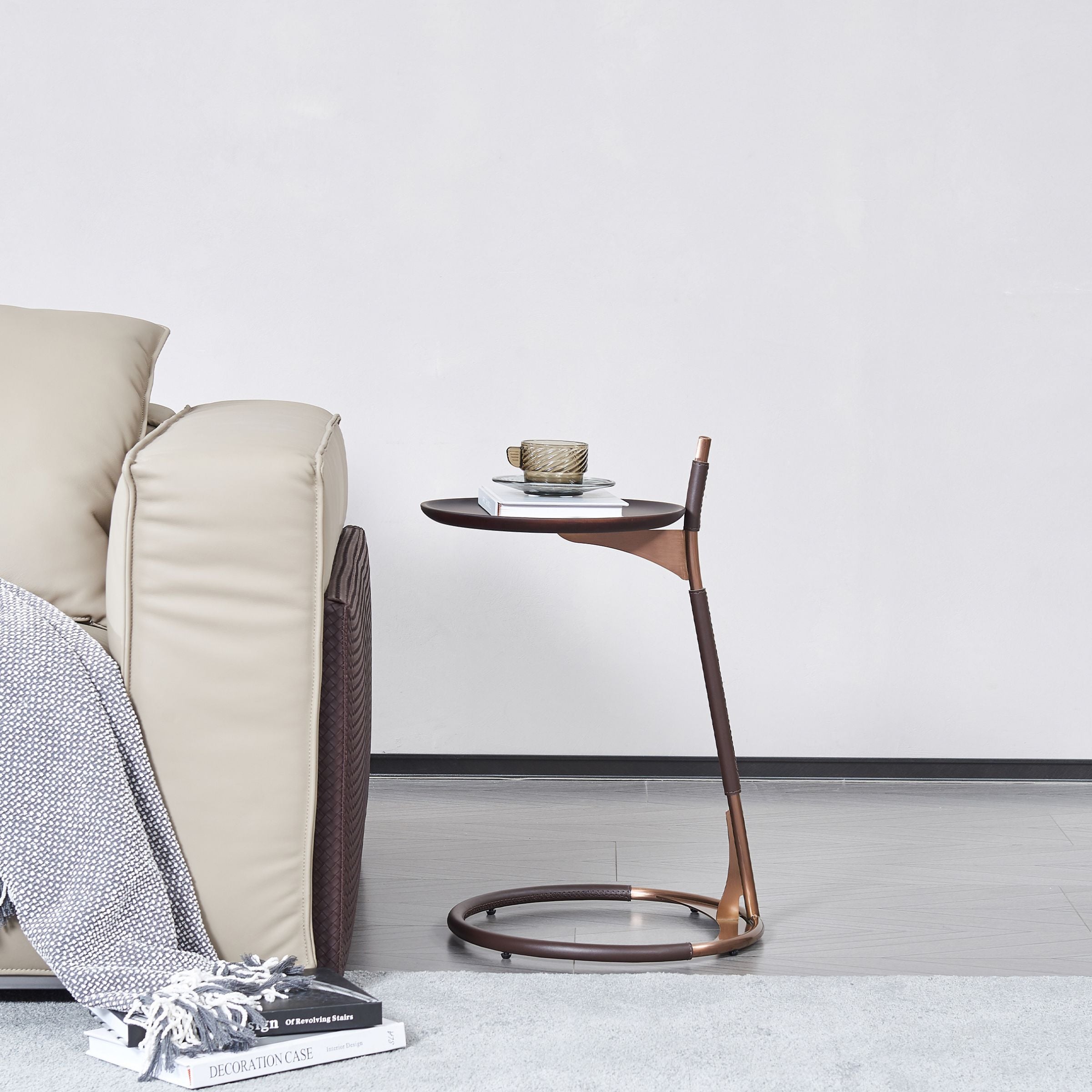 Modern BEACON Dwell Side Table MLL-D130 with a sleek design, featuring a wooden top and metal legs for contemporary decor.