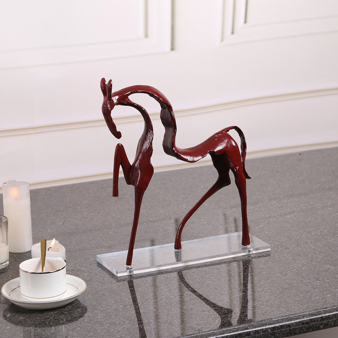 Red Line Horse sculpture by Beacon, striking home decor figurine showcasing dynamic equine artistry in sleek red design.