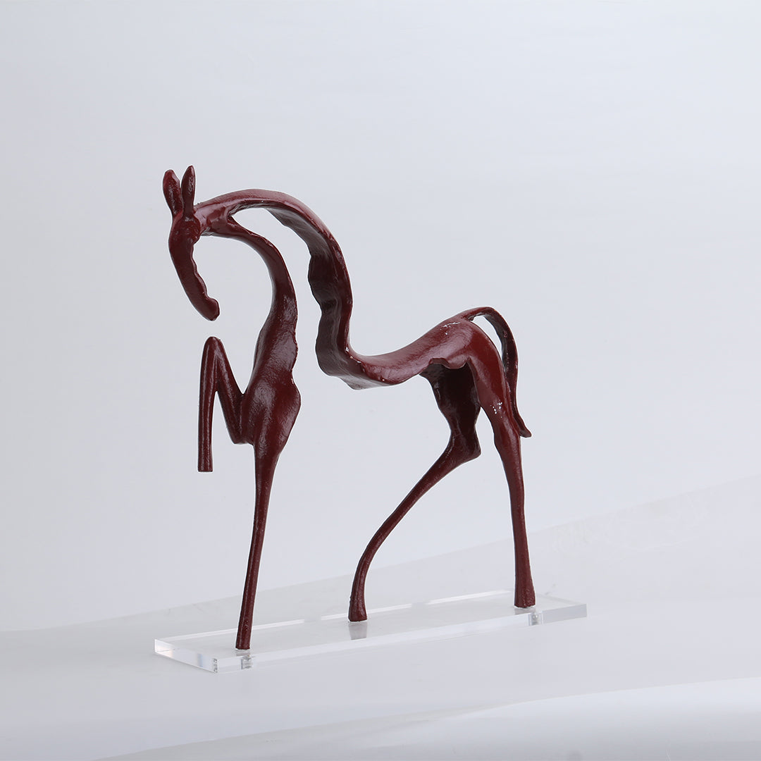 Red line horse sculpture by BEACON, a striking equine home decor figurine showcasing dynamic elegance and modern art style.