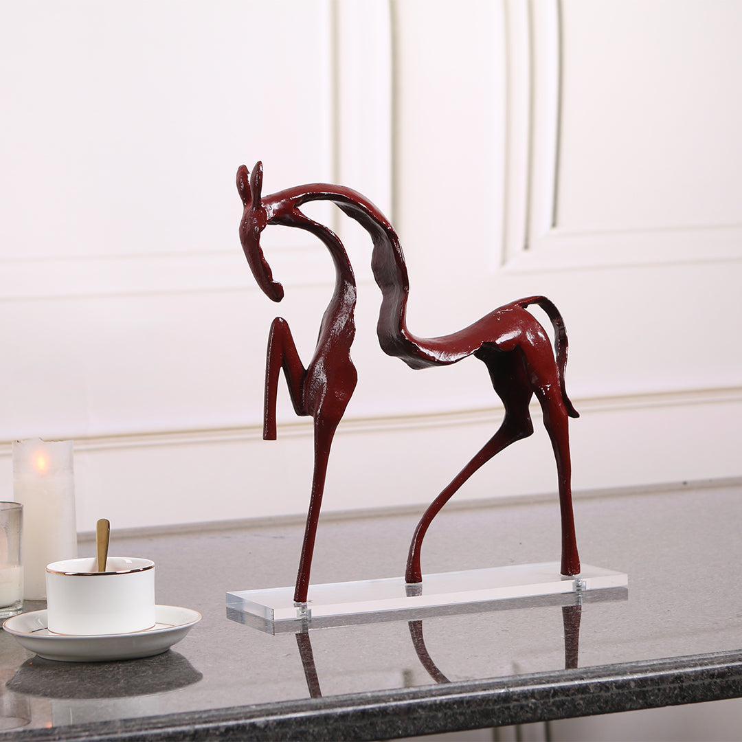 Red line horse sculpture by BEACON, striking horse home decor figurine with dynamic elegance and detailed equine artistry.