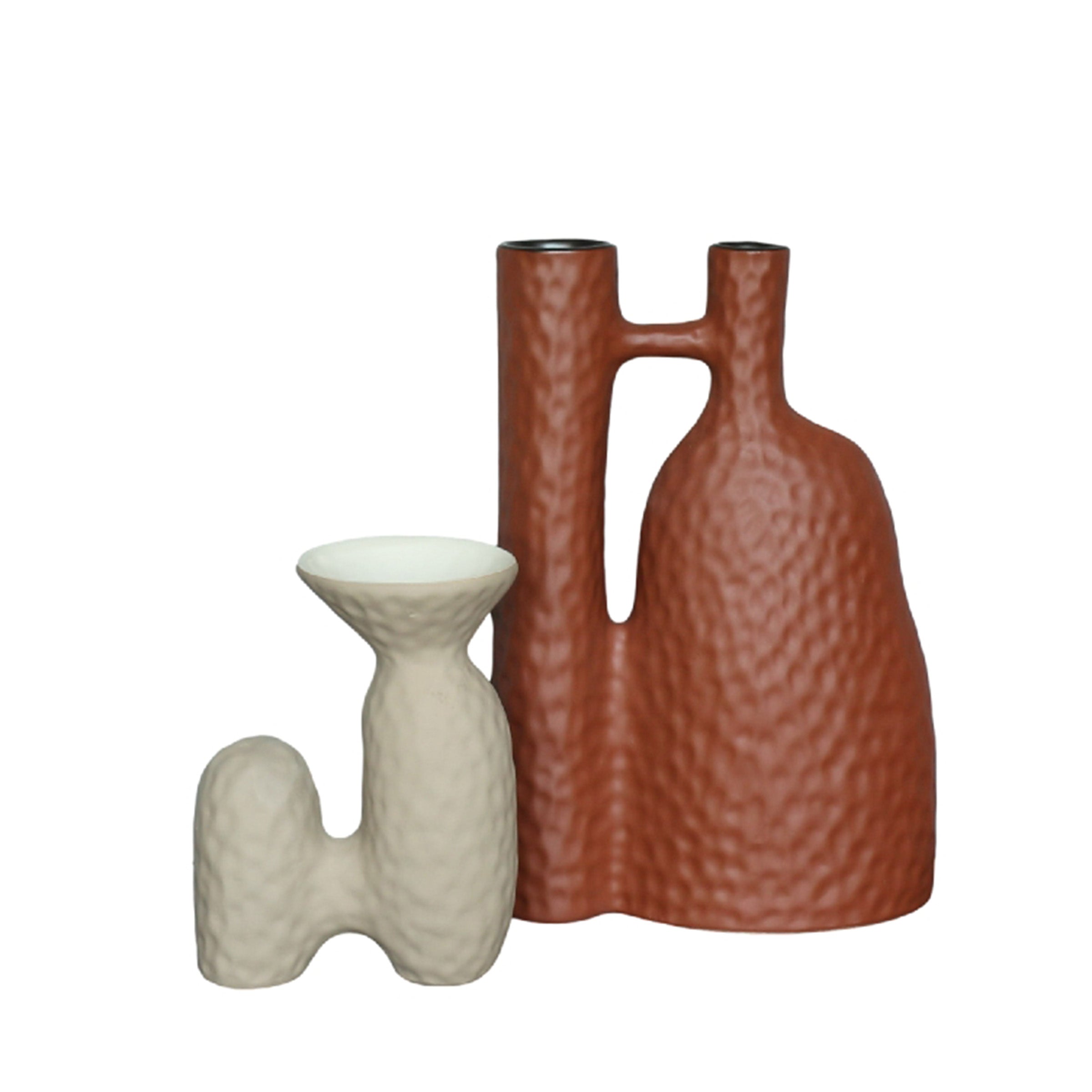 Earthy terracotta brown vase by BEACON, clay finish, decorative vase for home decor, FCF21038 model.