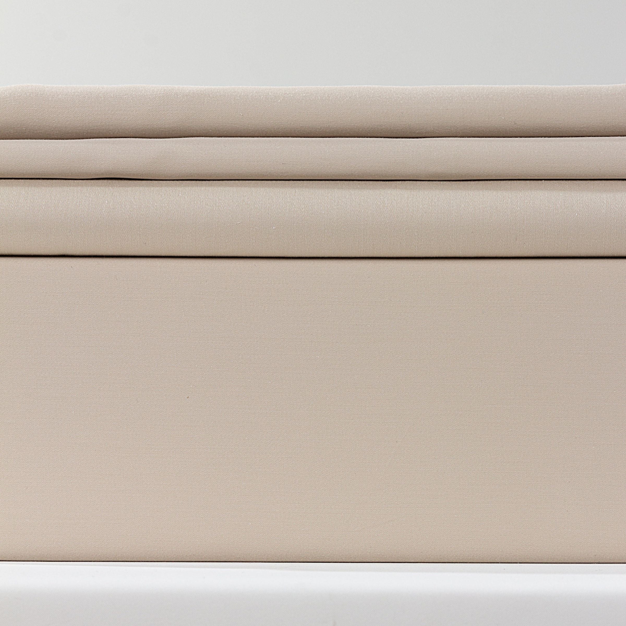 Beige bedding set by BEACON with duvet cover and pillowcases, 245x260cm and 220x240cm, in a cozy bedroom display.