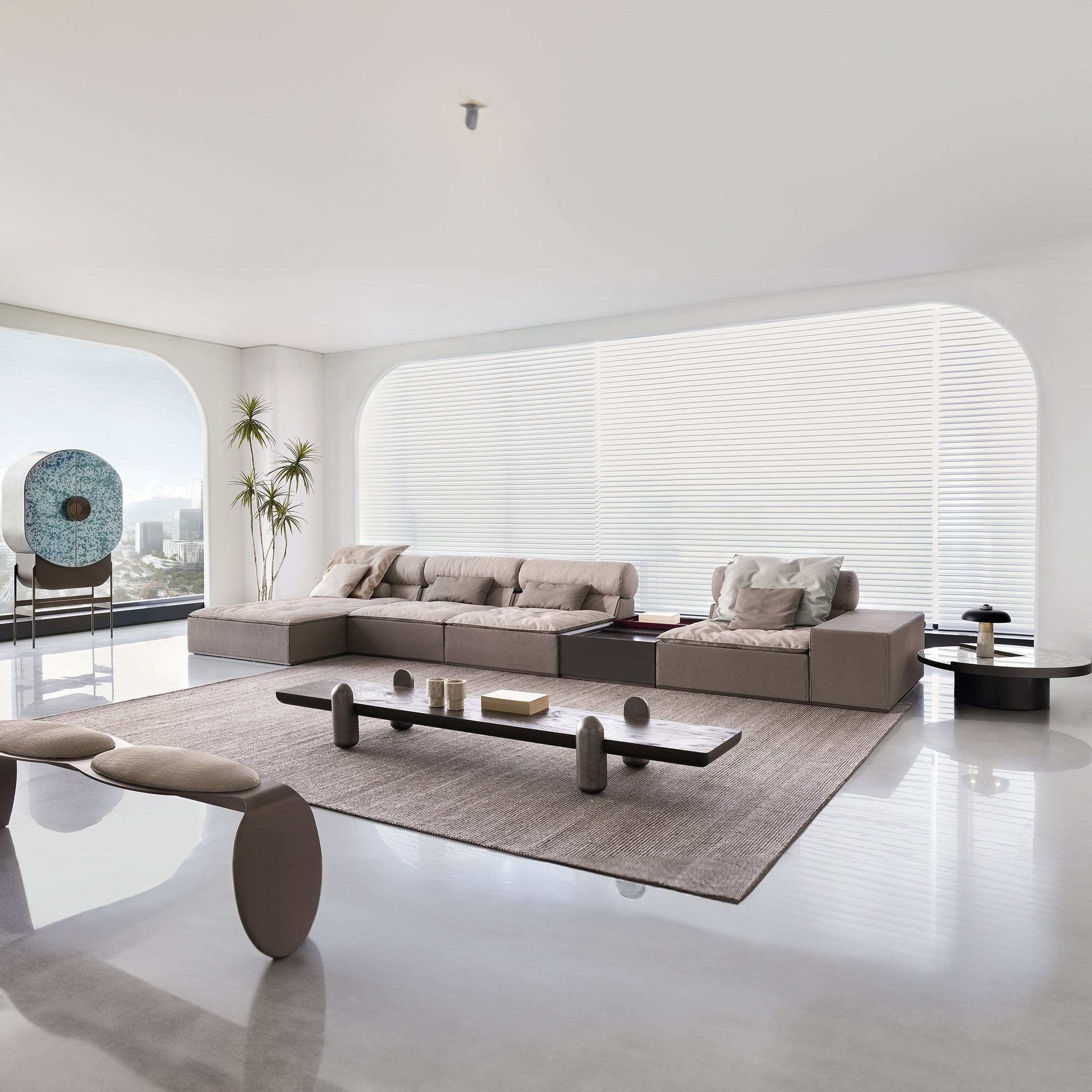 Modern Ebarza Coffee Table BMBO-CJ80206 by BEACON with sleek wood finish, ideal for living room decor.