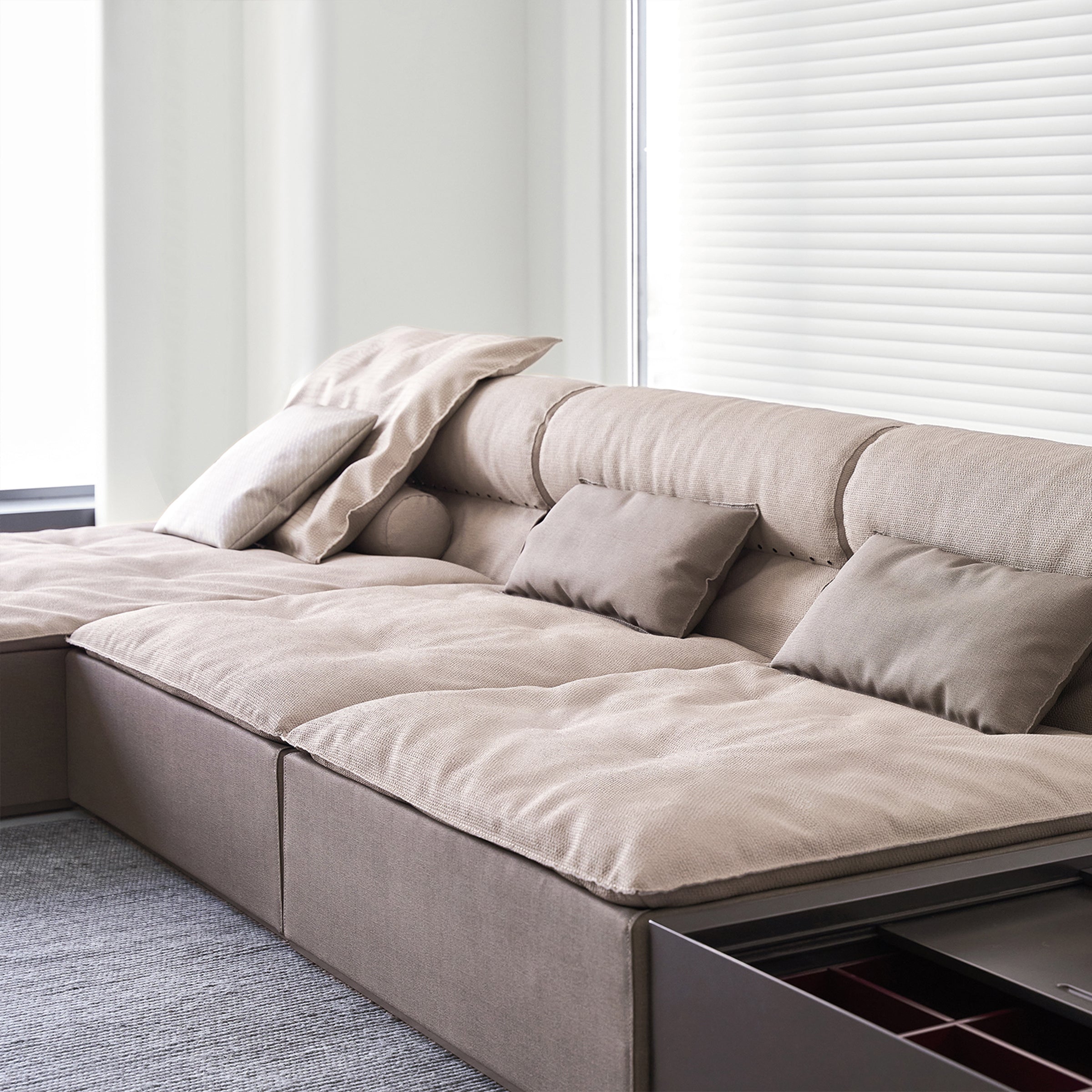 ebarza Corner Sofa AMBO- S80197 -  Sofas - ebarza Furniture UAE | Shop Modern Furniture in Abu Dhabi & Dubai - مفروشات ايبازرا في الامارات | تسوق اثاث عصري وديكورات مميزة في دبي وابوظبي