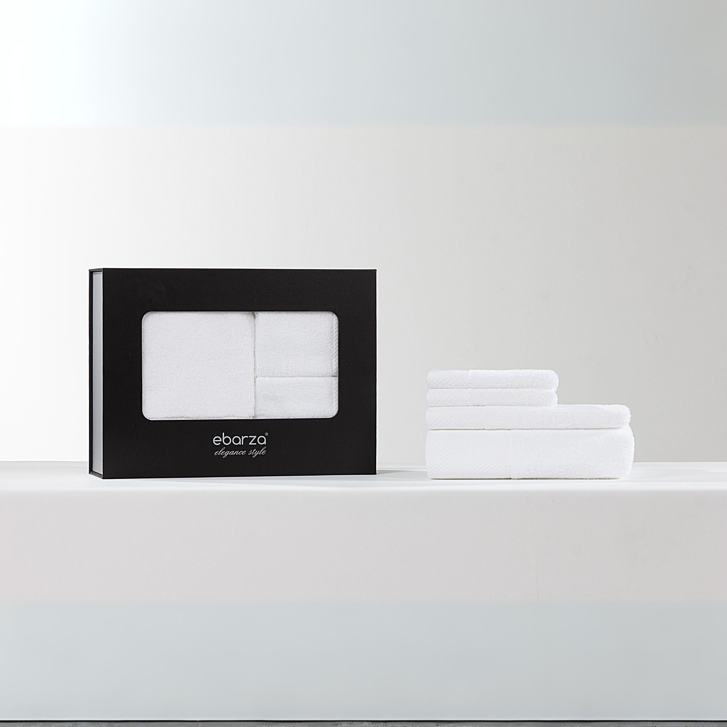 ebarza Dobby Border Towel Set  EBTS-001 -  Towels - ebarza Furniture UAE | Shop Modern Furniture in Abu Dhabi & Dubai - مفروشات ايبازرا في الامارات | تسوق اثاث عصري وديكورات مميزة في دبي وابوظبي