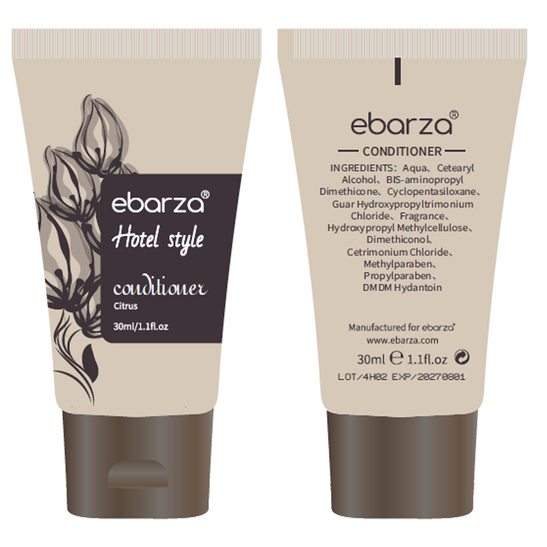 BEACON Ebarza Grapefruit Conditioner 30ml bottle with citrus-scented formula for nourishing hair.