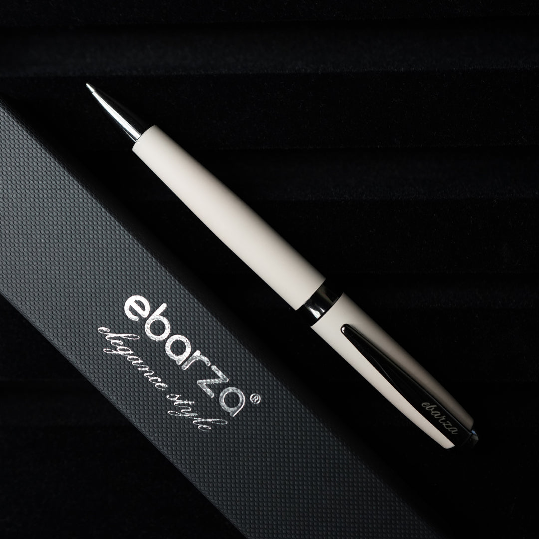 Beige Ebarza Pen by BEACON with model numbers B3618 and BZ2318, featuring a sleek design and smooth writing tip.