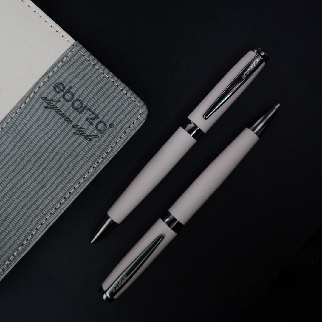 Beige Ebarza Pen by BEACON with model numbers B3618 and BZ2318, featuring a sleek design and smooth writing tip.