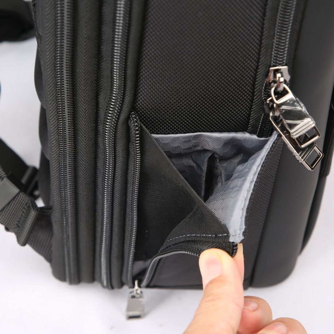 Ebarza travel backpack by BEACON with multiple compartments, padded straps, and durable fabric for comfortable carrying.