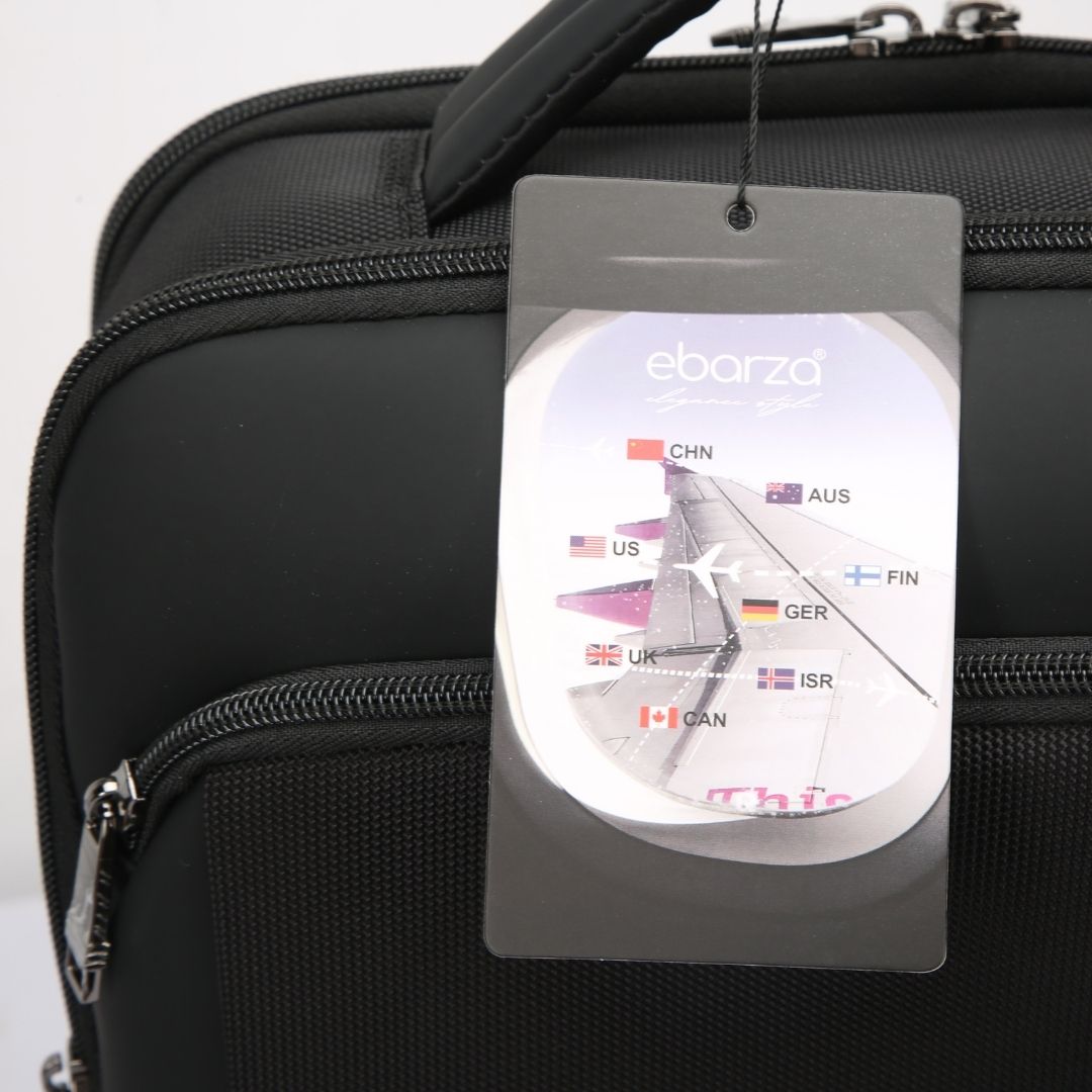 Ebarza traveling backpack by BEACON, black, with multiple compartments and adjustable straps, designed for travel and daily use.