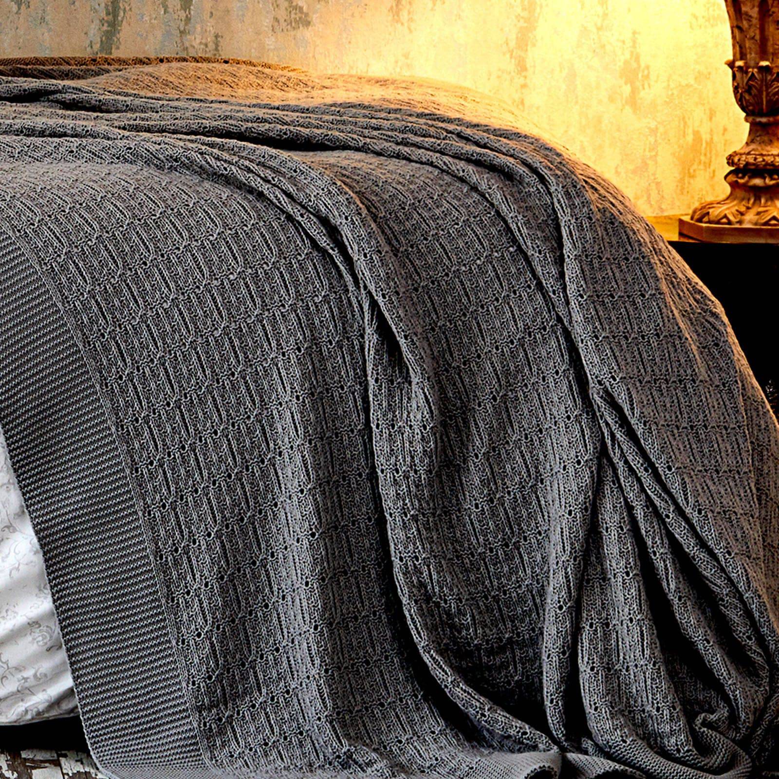 Eldora Gray Knit Blanket Duvet Cover Set 200.15.01.0192 -  Bedding | طقم غطاء لحاف بطانية منسوجة رمادي إلدورا - ebarza Furniture UAE | Shop Modern Furniture in Abu Dhabi & Dubai - مفروشات ايبازرا في الامارات | تسوق اثاث عصري وديكورات مميزة في دبي وابوظبي