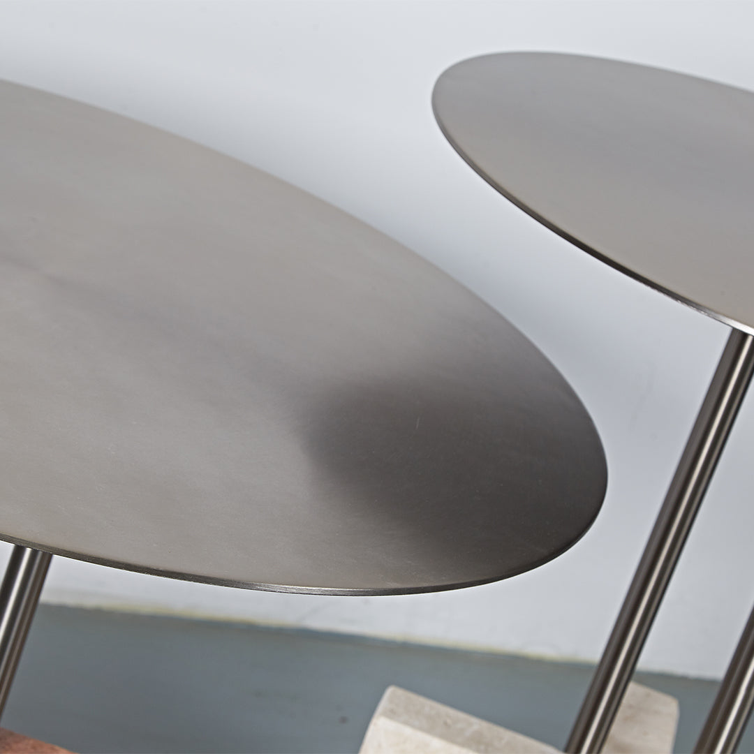 Elysian Travertine Side Table by BEACON, featuring a stylish travertine surface and modern side table design.