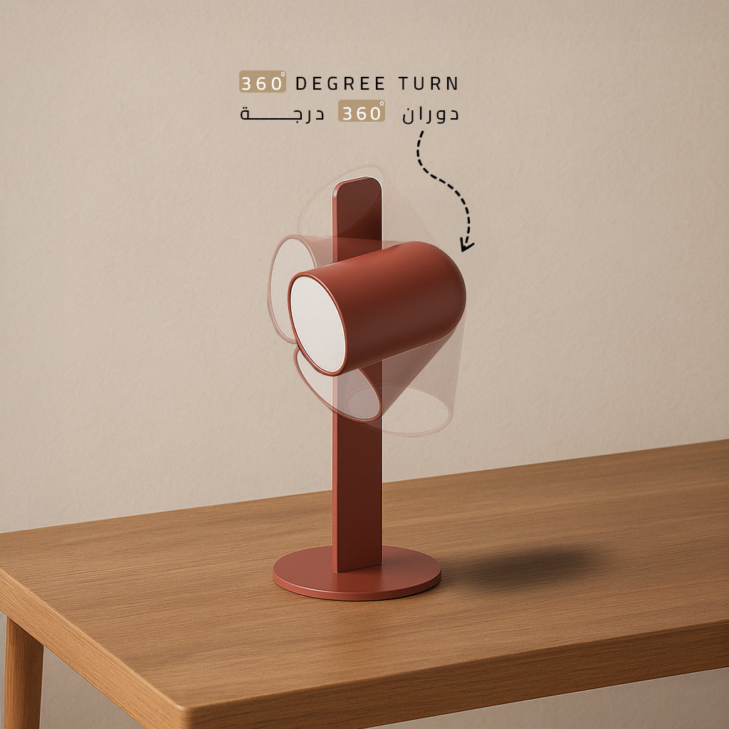 Beacon Ember Core magnetic table lamp in sandy red, modern desk lamp with sleek design and magnetic base for easy placement.