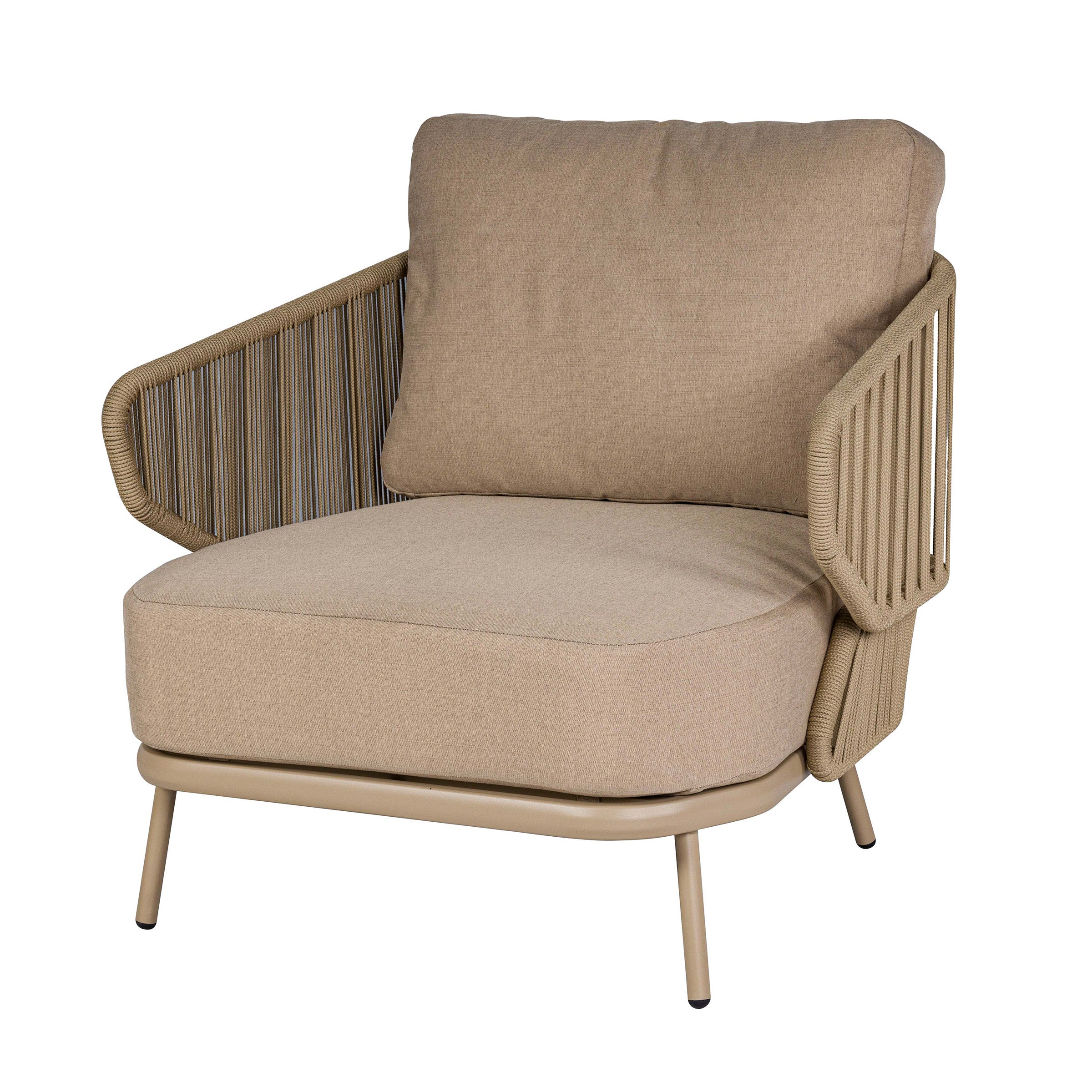 Outdoor BEACON MYX-SOFA030 armchair with cushioned seat and armrests, perfect for garden or patio relaxation.