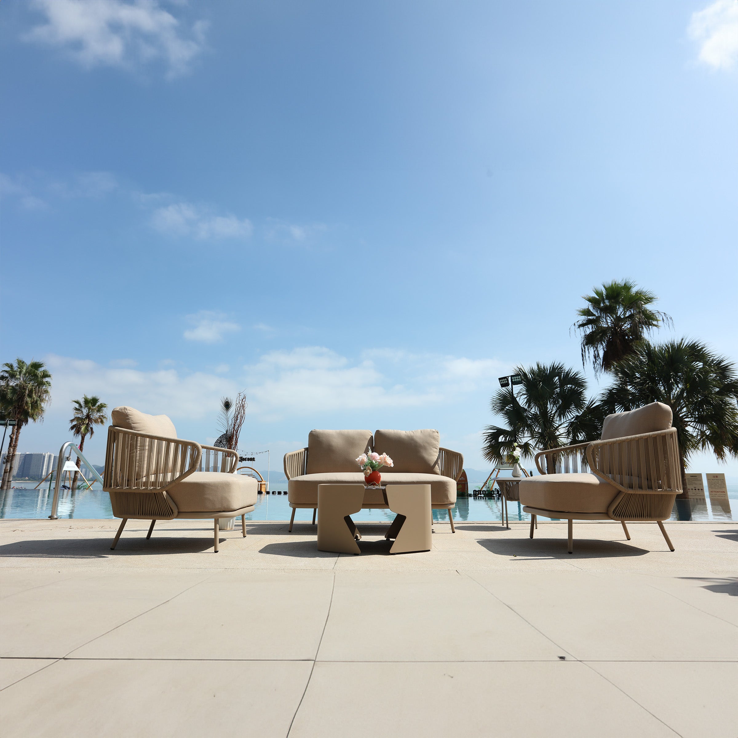 BEACON outdoor armchair MYX-SOFA030 from Embrace collection, stylish outdoor chair with comfortable design and natural finish.