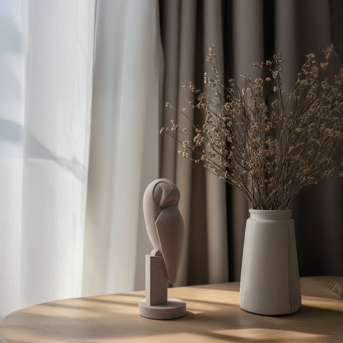 Small Emperor Chu Waited Owl home decor figurine by BEACON, detailed ceramic owl sculpture for decorative display.