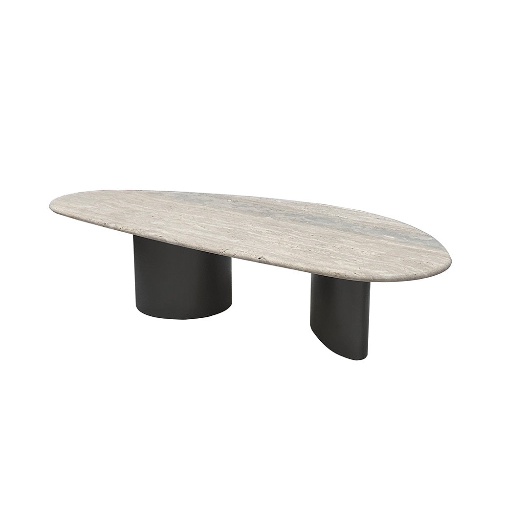 Ephesus Travertine Side Table by A2STONE with a sleek, natural stone surface and modern design for living room decor.