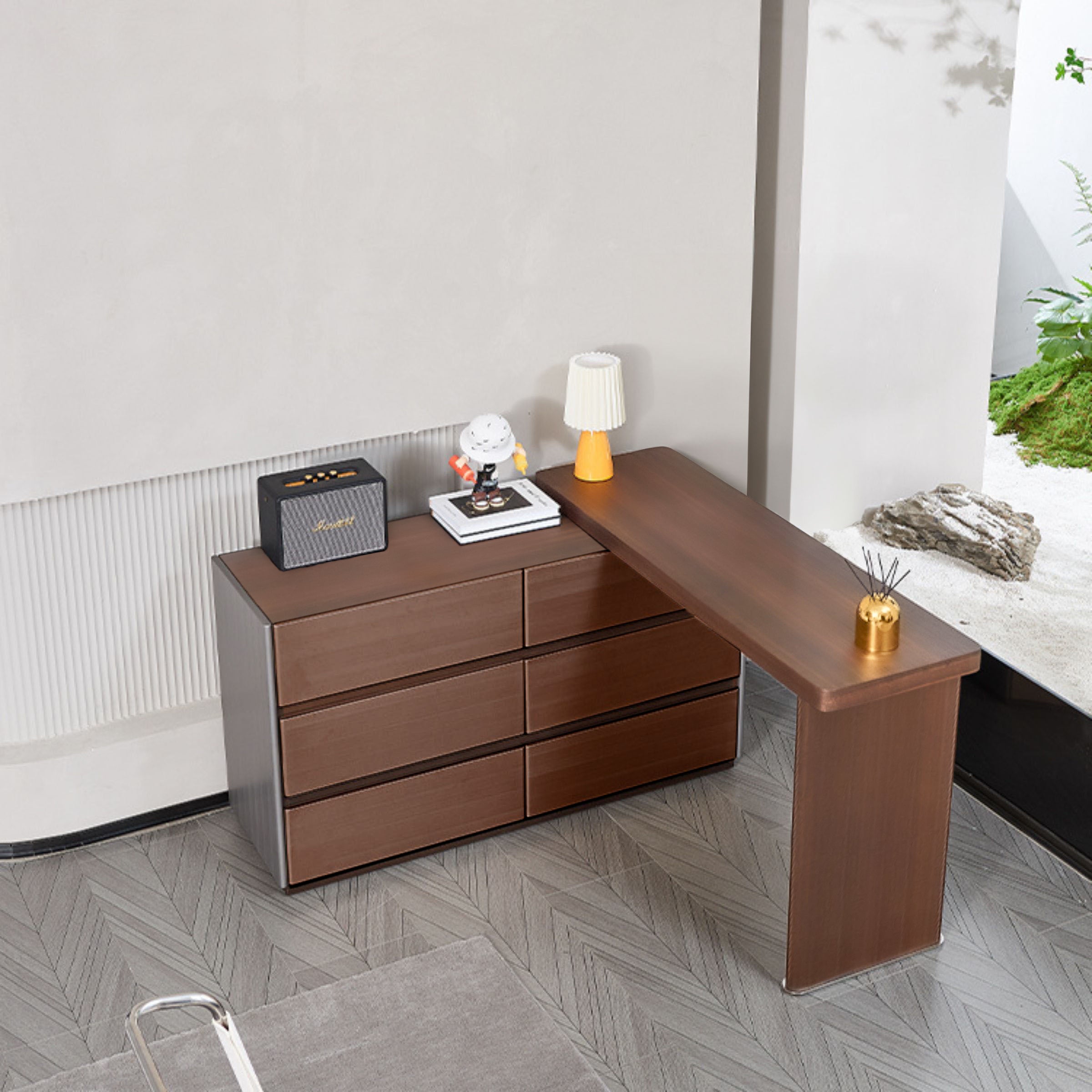 Pre-order 25 Days Delivery Eucalyptus Veneer Desk/Dresser MLL-J06 -  Dressers - ebarza Furniture UAE | Shop Modern Furniture in Abu Dhabi & Dubai - مفروشات ايبازرا في الامارات | تسوق اثاث عصري وديكورات مميزة في دبي وابوظبي