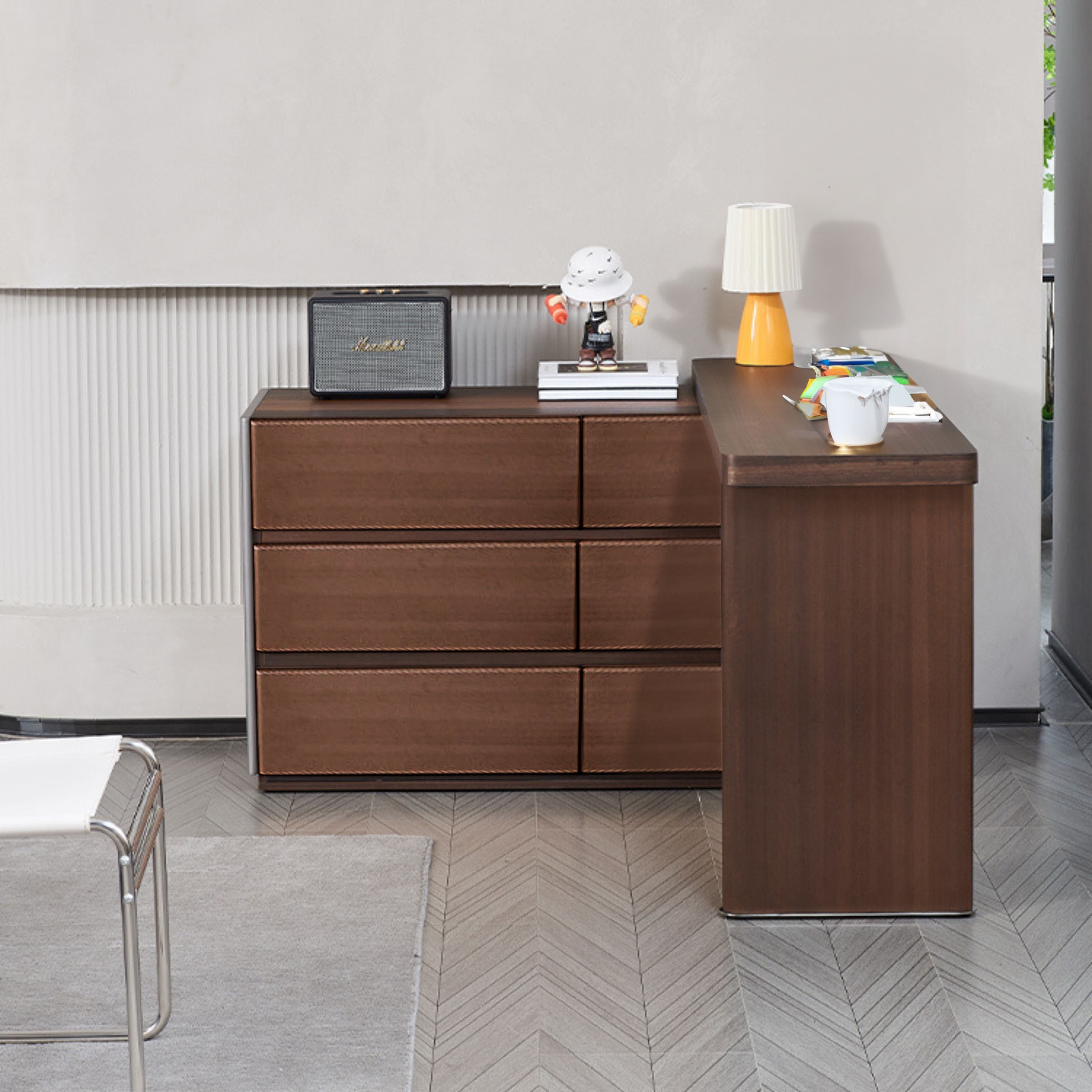 Eucalyptus veneer desk or dresser from BEACON, sleek wooden furniture with clean lines and natural finish.