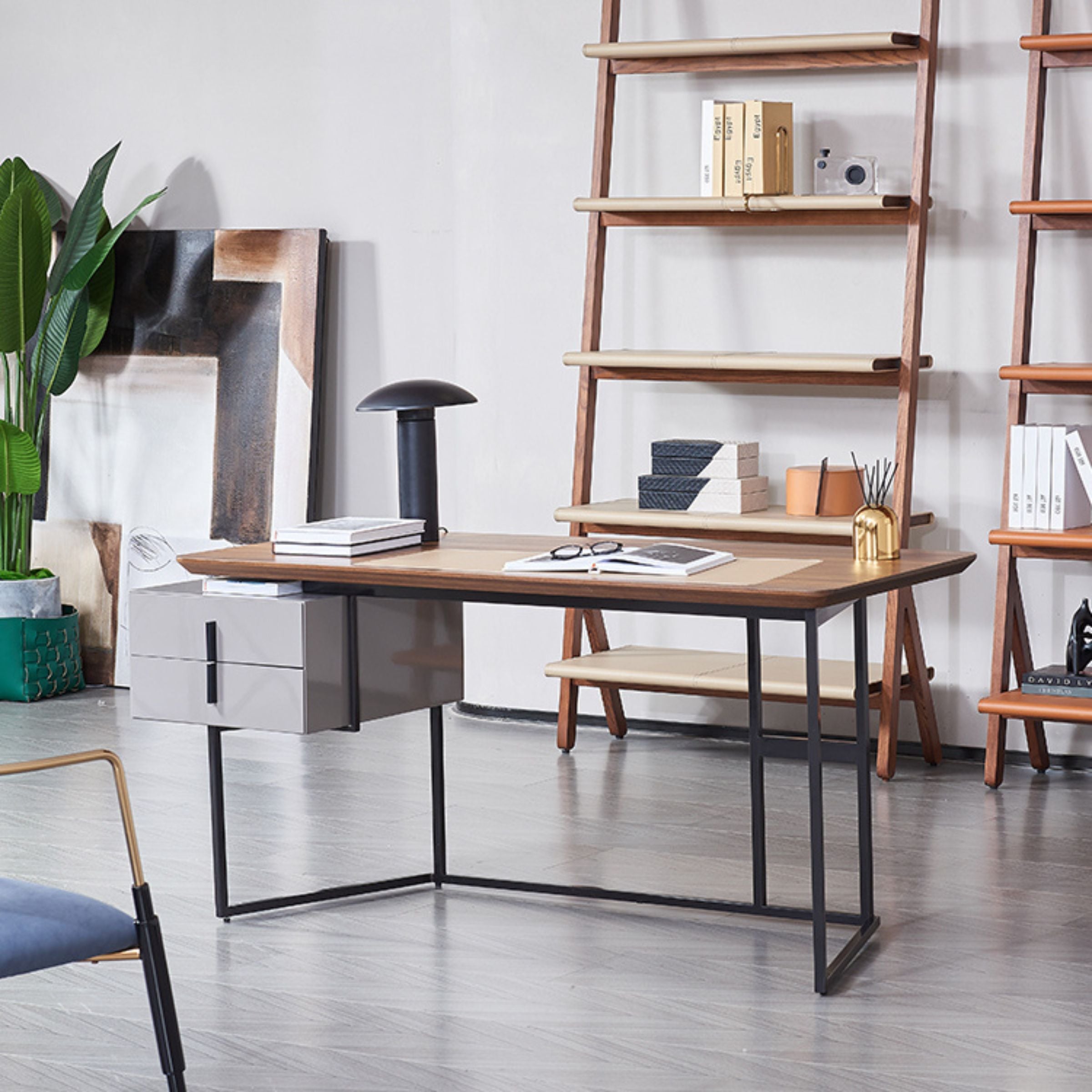 Eucalyptus veneer office dresser from BEACON, featuring a sleek modern design, with drawers and a smooth surface for workspace.