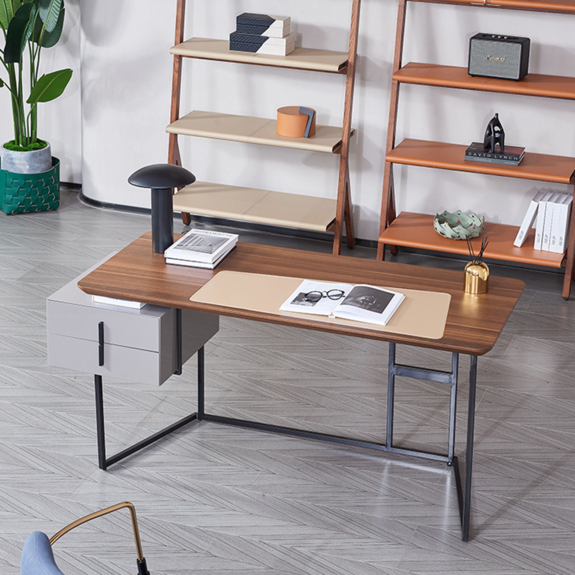 Eucalyptus veneer office dresser, part of the BEACON MLL-J04 office desk collection, featuring a sleek wood finish and modern design.