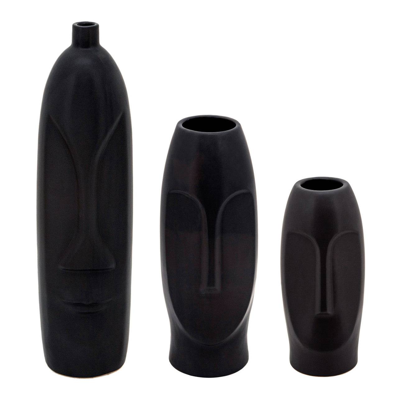 Face Ceramic Vase 25 Cm - Black 15762-02 -  Vases | مزهرية سيراميك للوجه 25 سم - اسود - ebarza Furniture UAE | Shop Modern Furniture in Abu Dhabi & Dubai - مفروشات ايبازرا في الامارات | تسوق اثاث عصري وديكورات مميزة في دبي وابوظبي
