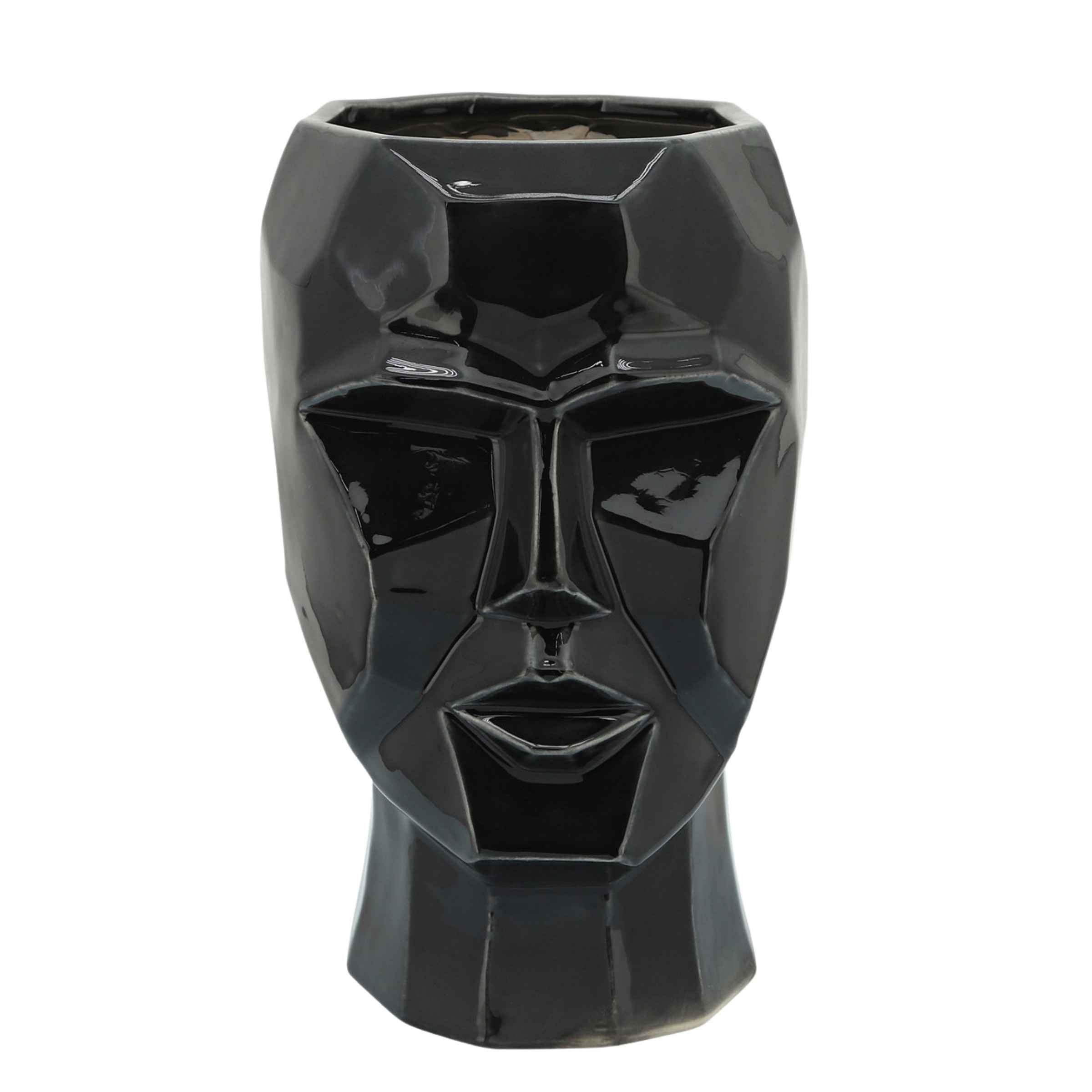 Face Ceramic Vase 30 Cm - Black 14791-02 -  Vases | مزهرية سيراميك للوجه 30 سم - اسود - ebarza Furniture UAE | Shop Modern Furniture in Abu Dhabi & Dubai - مفروشات ايبازرا في الامارات | تسوق اثاث عصري وديكورات مميزة في دبي وابوظبي