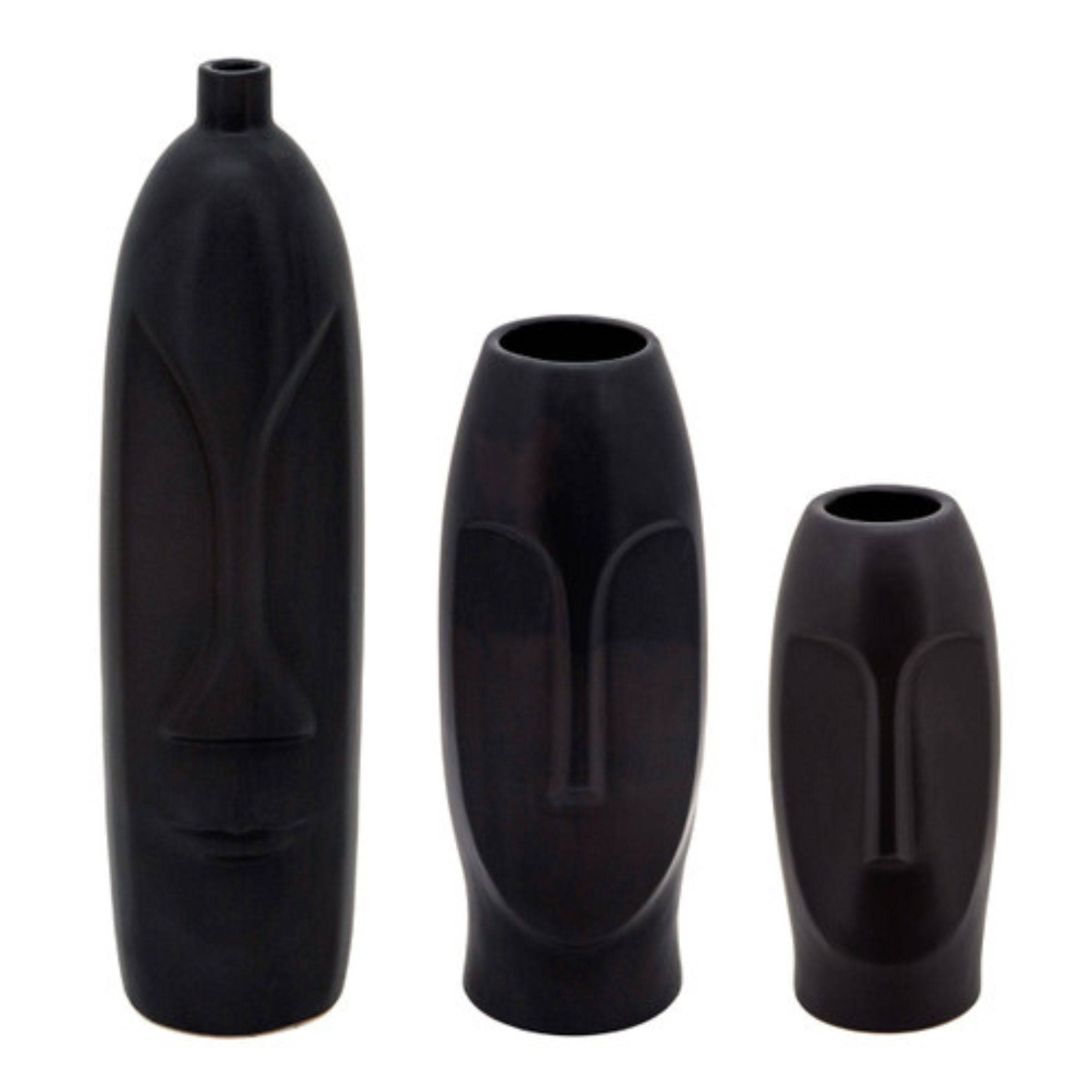 Face Ceramic Vase 45 Cm - Black 15761-02 -  Vases | مزهرية سيراميك للوجه 45 سم - اسود - ebarza Furniture UAE | Shop Modern Furniture in Abu Dhabi & Dubai - مفروشات ايبازرا في الامارات | تسوق اثاث عصري وديكورات مميزة في دبي وابوظبي