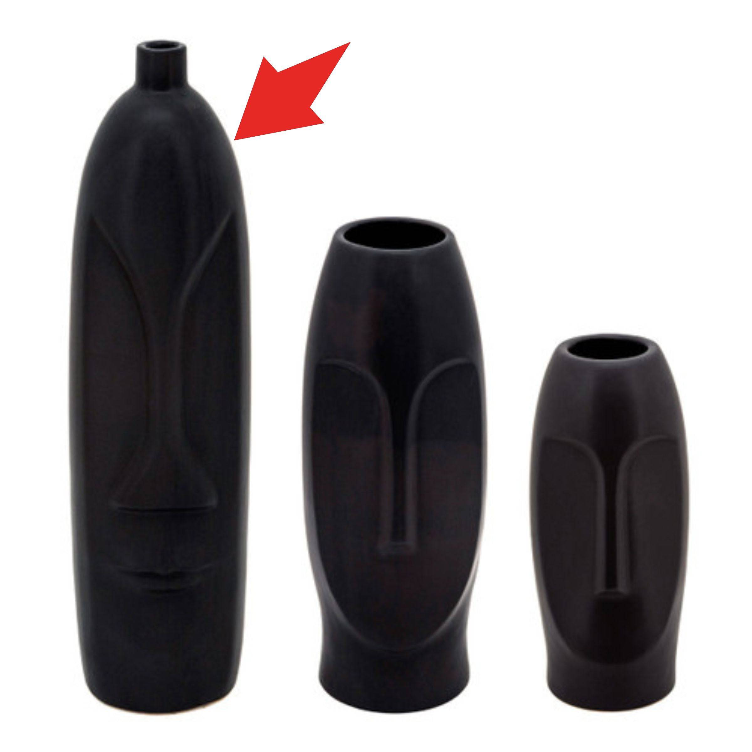 Face Ceramic Vase 45 Cm - Black 15761-02 -  Vases | مزهرية سيراميك للوجه 45 سم - اسود - ebarza Furniture UAE | Shop Modern Furniture in Abu Dhabi & Dubai - مفروشات ايبازرا في الامارات | تسوق اثاث عصري وديكورات مميزة في دبي وابوظبي