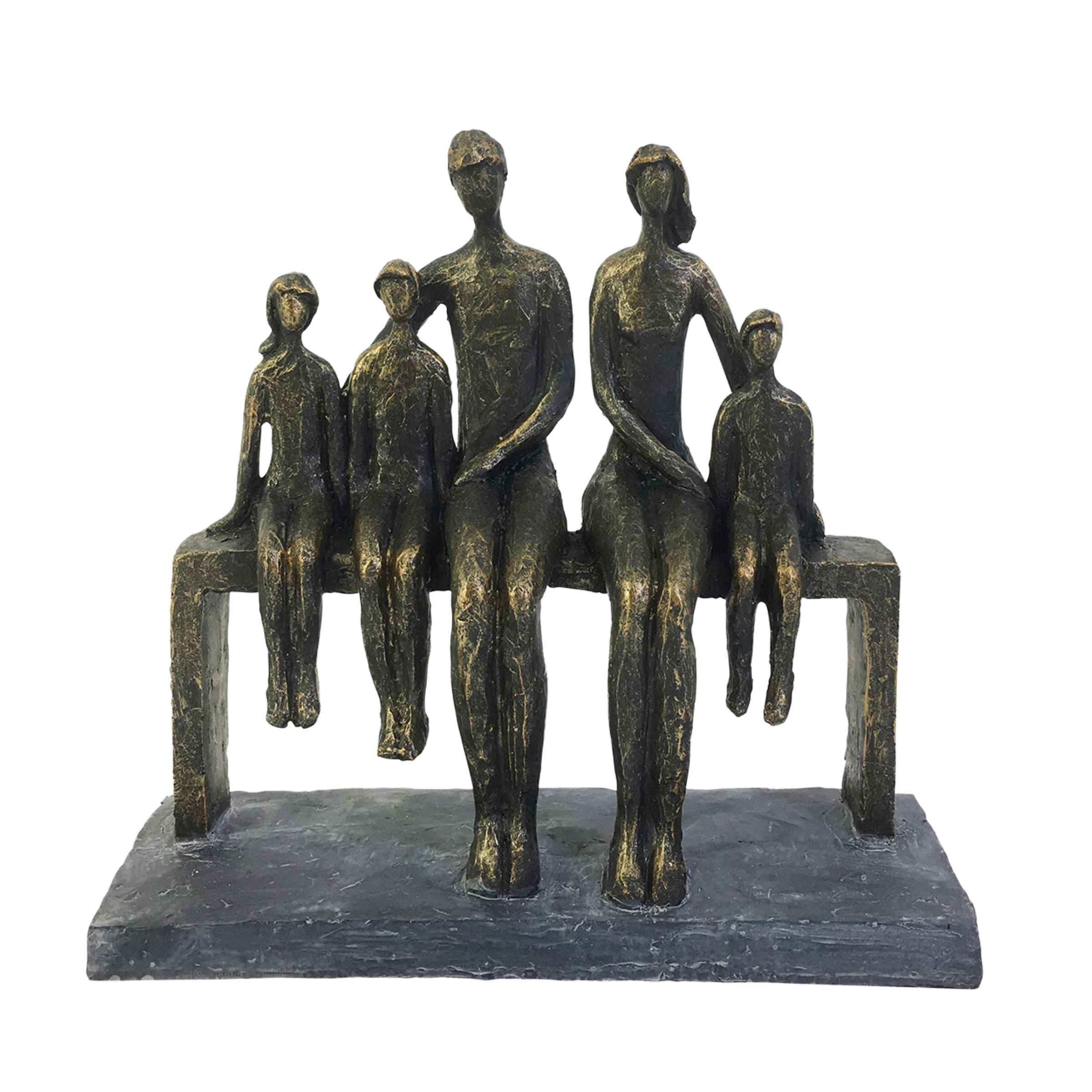 Family Polyresin Sculpture 25 Cm - Bronze 14884 -  Home Decor Figurines | للعائلة تمثال بوليريسين 25 سم - برونزي - ebarza Furniture UAE | Shop Modern Furniture in Abu Dhabi & Dubai - مفروشات ايبازرا في الامارات | تسوق اثاث عصري وديكورات مميزة في دبي وابوظبي