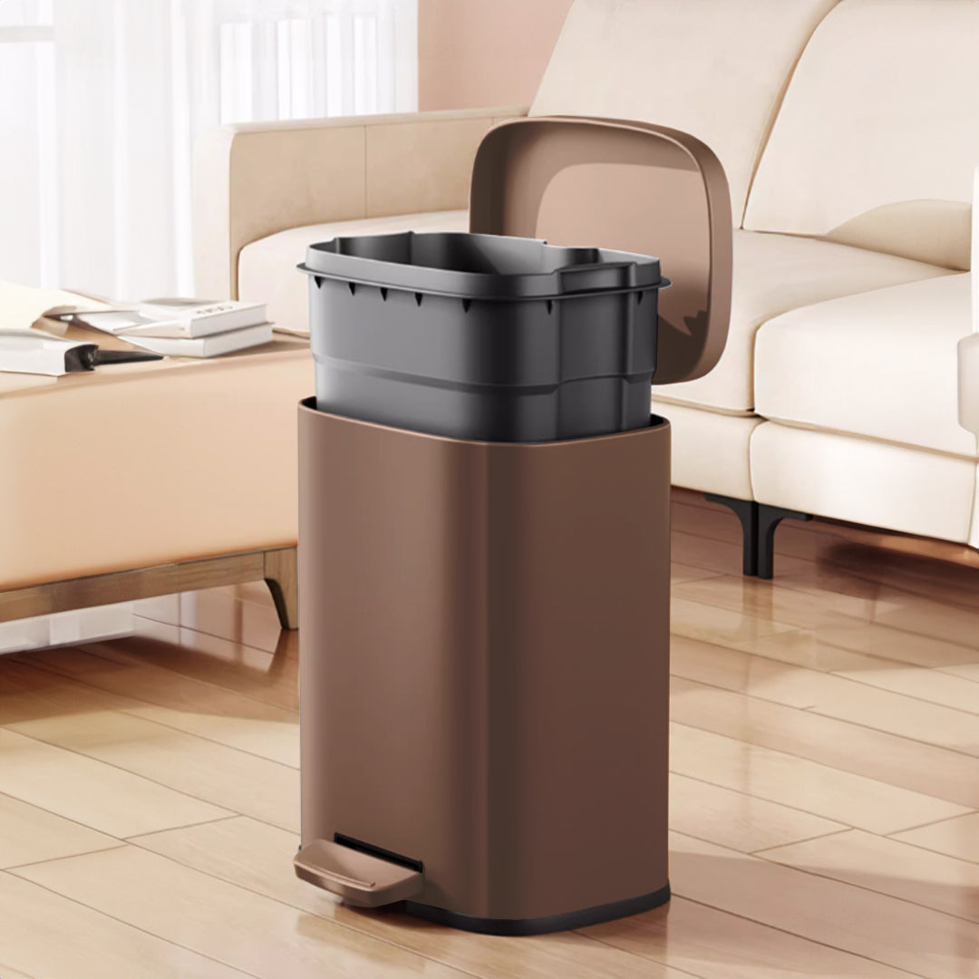 BEACON 12L rectangular soft-close bathroom trash can from the Fashion series, featuring sleek design and quiet lid closure.