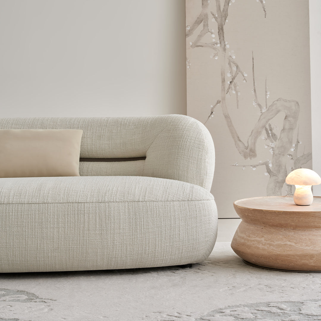BEACON Ferrara 2 Seater Relax Sofa in neutral fabric, featuring plush cushions and a modern design for comfortable seating.