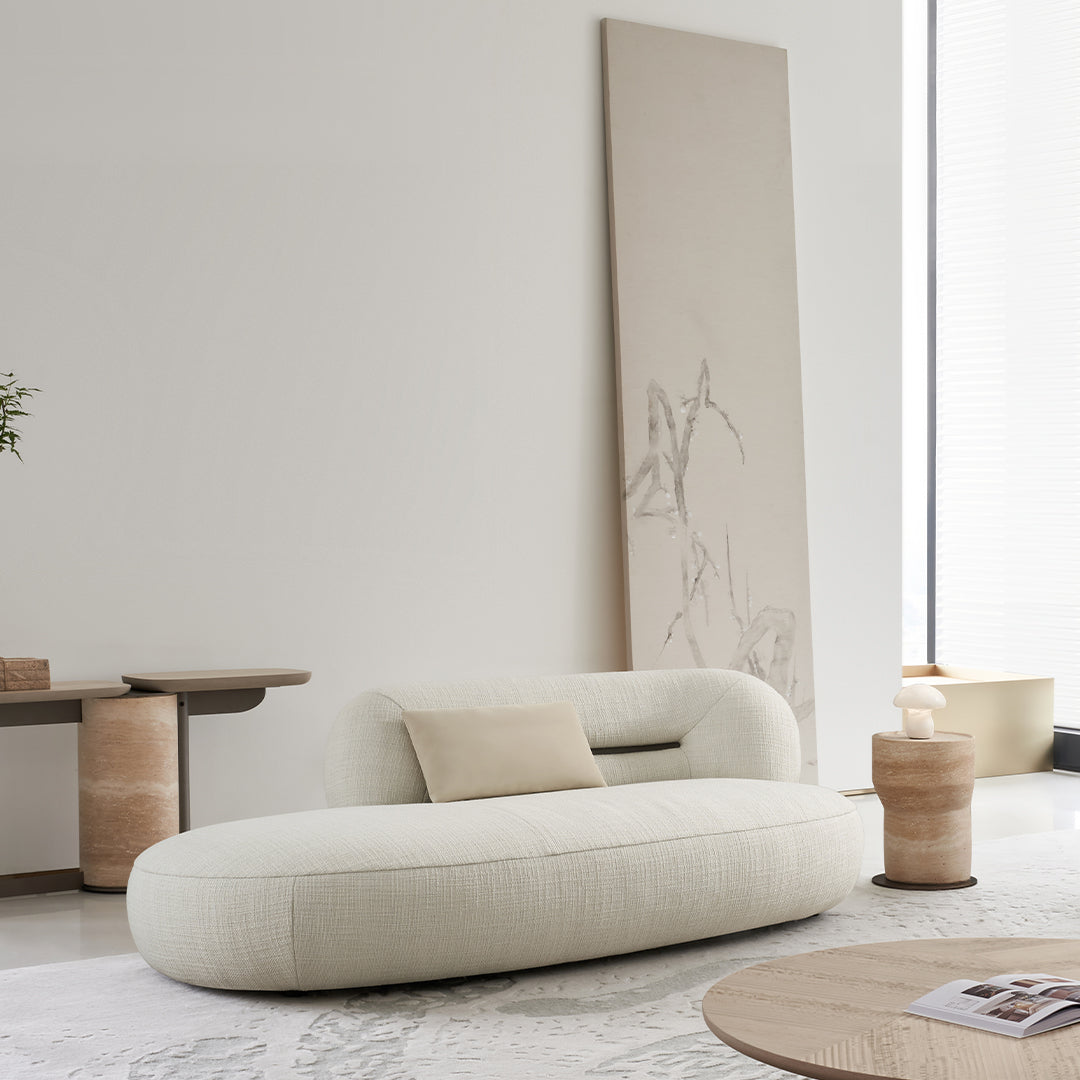 BEACON Ferrara 2 Seater Relax Sofa in neutral fabric with plush cushions, designed for comfort and modern living spaces.
