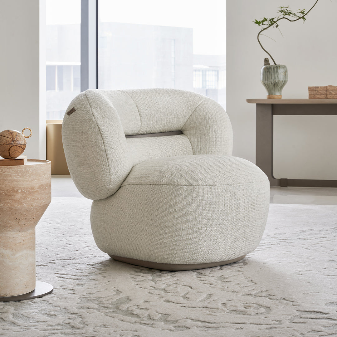 BEACON Ferrara armchair AMCJ-DY6057 with plush upholstery and modern design, shown from a front angle.