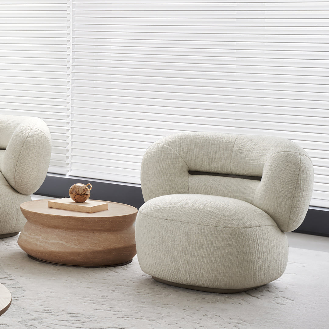 BEACON Ferrara armchair AMCJ-DY6057 with cushioned seat and backrest, modern design, in a cozy living room setting.