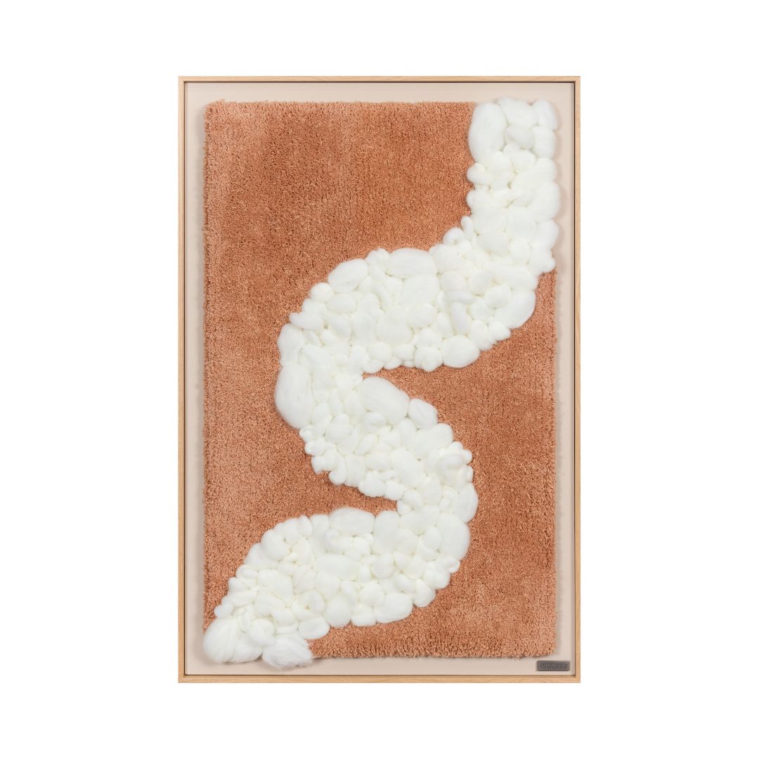 Fiber weaving wall art by BEACON, featuring intricate textures and vibrant colors in a large woven tapestry for wall decoration.