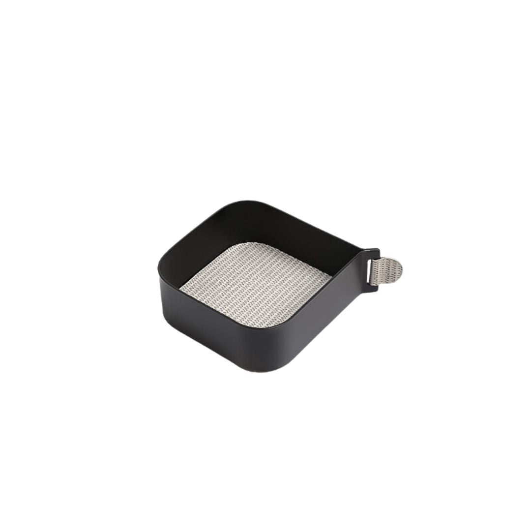 Square gray fine grain tray from BEACON, model FC-W24001B, featuring durable material and a sleek design.