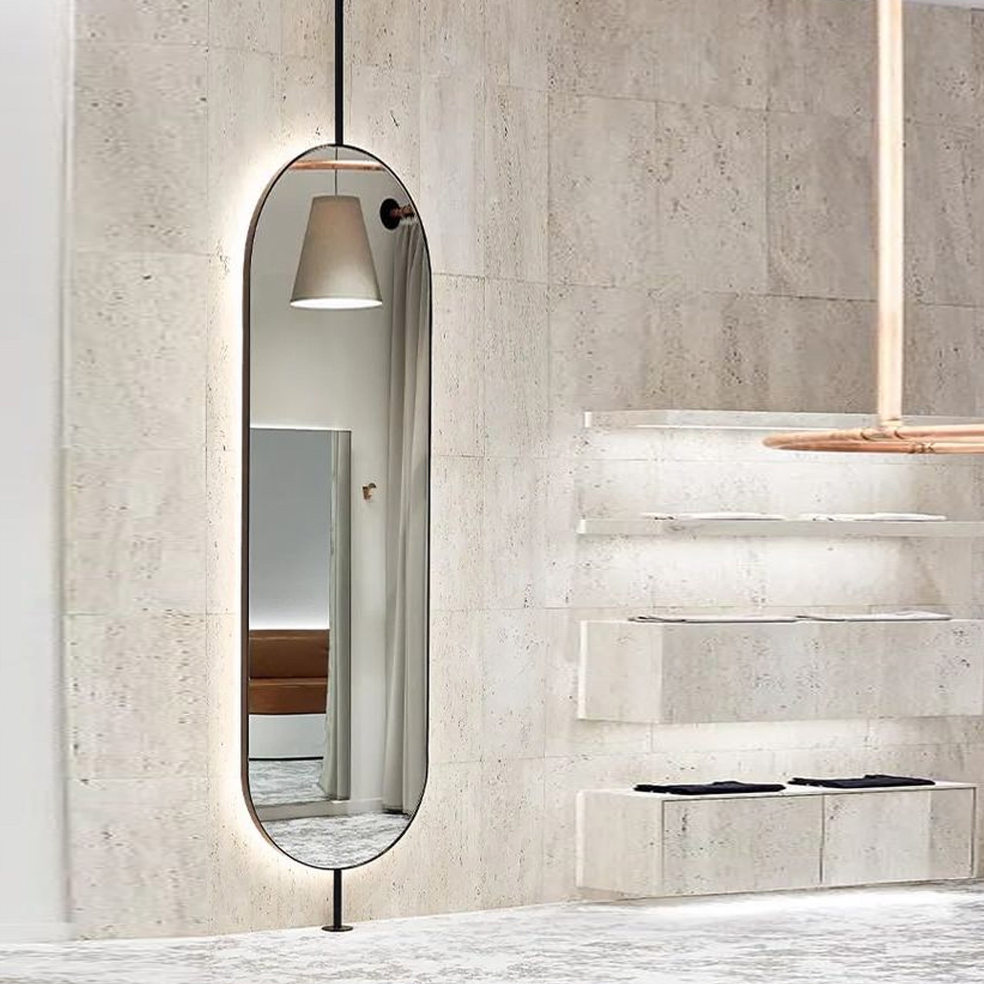 Floor Mirror Black Stainless Steel  Frame  OA-9357-B -  Mirrors - ebarza Furniture UAE | Shop Modern Furniture in Abu Dhabi & Dubai - مفروشات ايبازرا في الامارات | تسوق اثاث عصري وديكورات مميزة في دبي وابوظبي