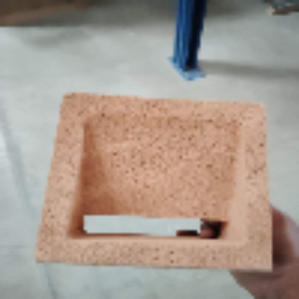 Foam ceramic art hollow brick in khaki color, BEACON home decor figurine, model 056B KZX-400-8, decorative ceramic piece for home.