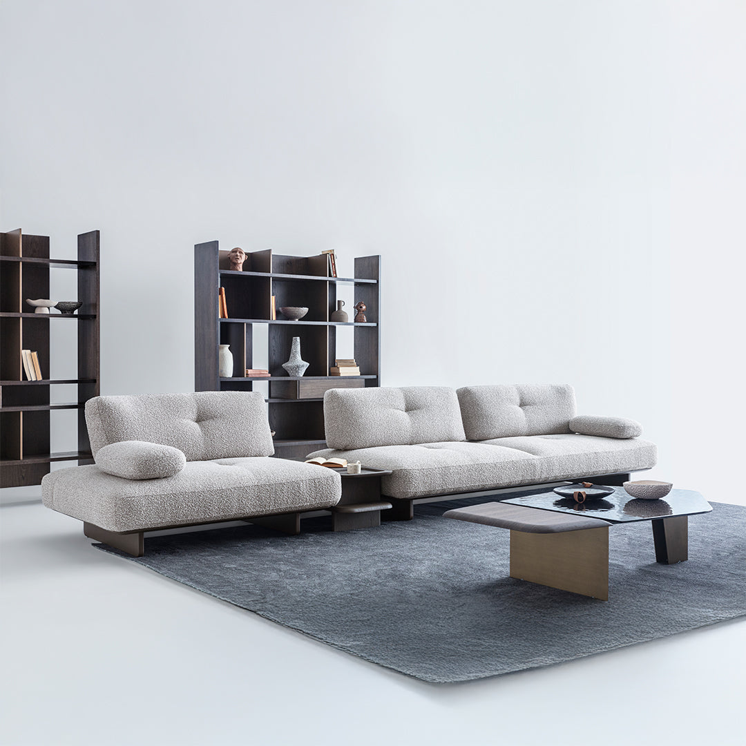 HOMAGE KOLTUK Foresta corner sofa in neutral fabric with plush cushions and modern design, perfect for living room seating.