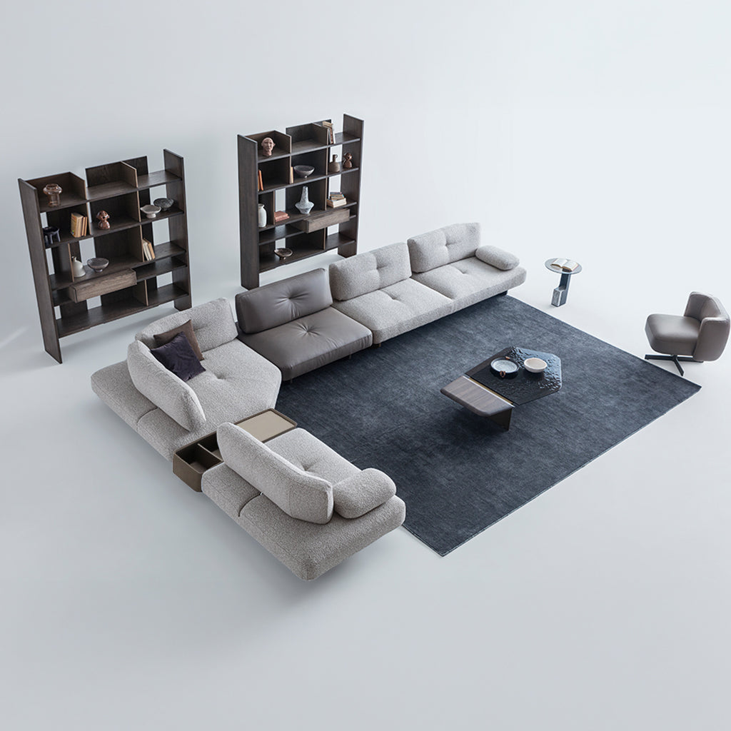 HOMAGE KOLTUK Foresta Corner Sofa HM-FORESTA02 in modern fabric with plush cushions, designed for comfortable corner seating.