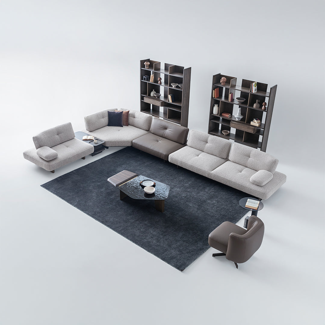 Modular Foresta Corner Sofa by HOMAGE KOLTUK with side table unit, featuring plush cushions and modern design.