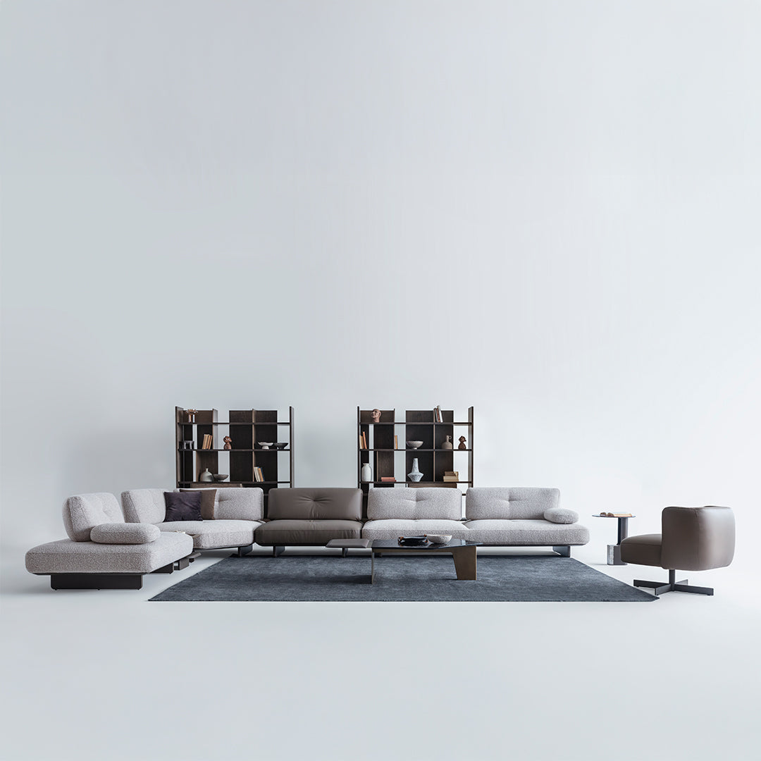 HOMAGE KOLTUK Foresta corner sofa with modular design and side table unit, featuring plush cushions and contemporary style.