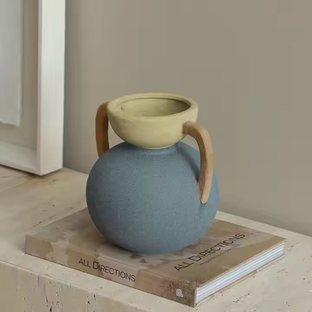 Four-Color Amphorae Ceramic Vase-C FF-D25066C -  Vases - ebarza Furniture UAE | Shop Modern Furniture in Abu Dhabi & Dubai - مفروشات ايبازرا في الامارات | تسوق اثاث عصري وديكورات مميزة في دبي وابوظبي