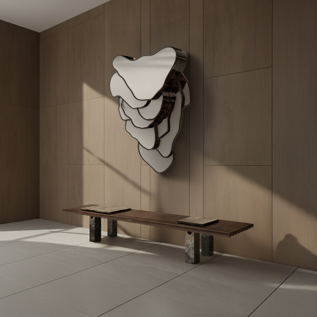 Framed wall mirror by FSMLDG with grey-black plated finish, modern rectangular design for living room or hallway decor.