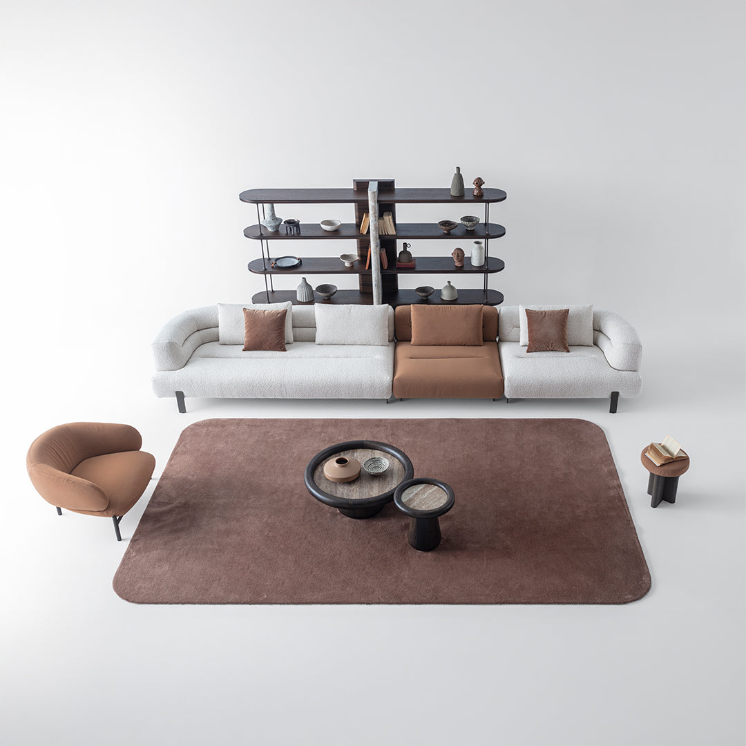 HOMAGE KOLTUK Freda 2-seater corner sofa display model with left arm, modular design, soft fabric upholstery, modern style.